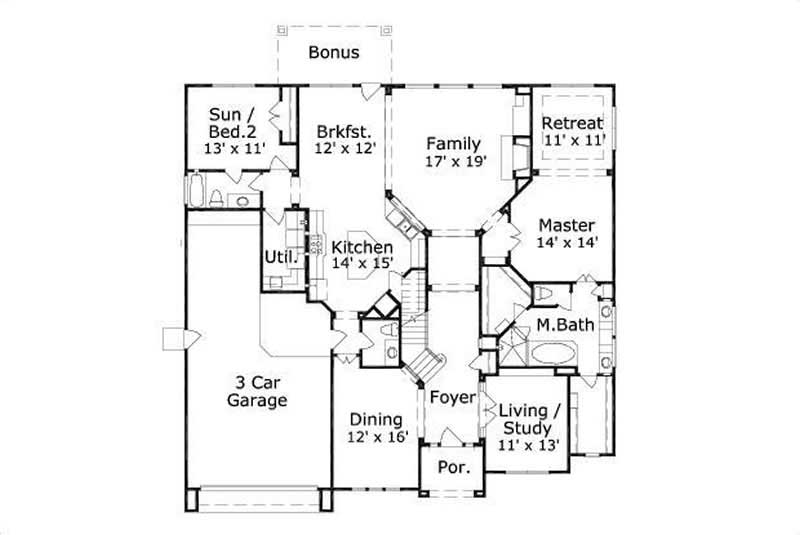 Floor Plan First Story of Luxury Plan #156-1831