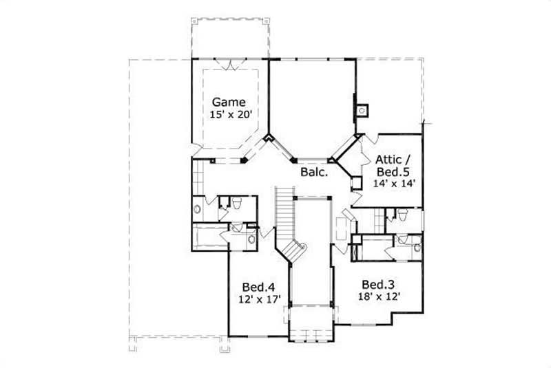 Floor Plan Second Story of Luxury Plan #156-1831