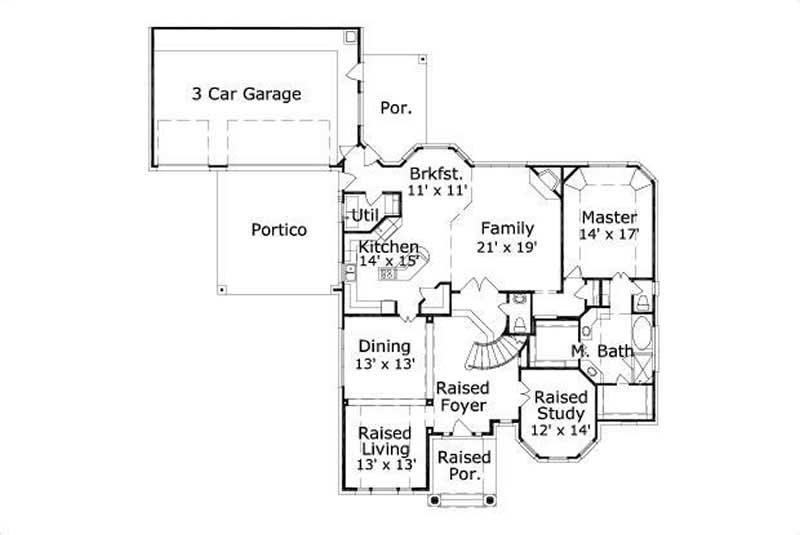 Floor Plan First Story of Luxury Plan #156-1834