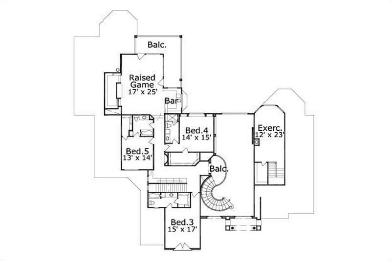 Floor Plan Second Story of Contemporary Plan #156-1835