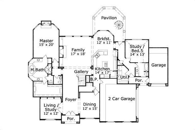 Floor Plan First Story of Mediterranean Plan #156-1836