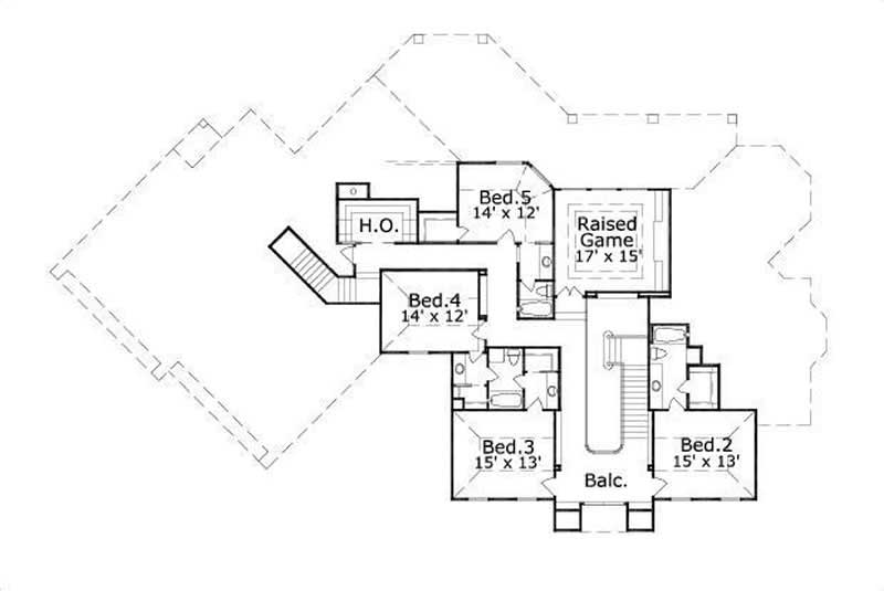 Floor Plan Second Story of Contemporary Plan #156-1838