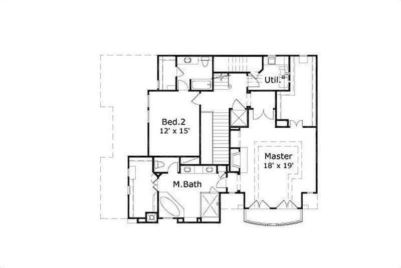 Floor Plan Second Story of Luxury Plan #156-1844