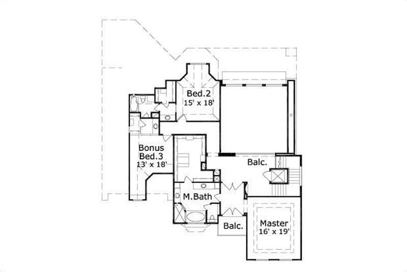 Floor Plan Second Story of Country Plan #156-1847