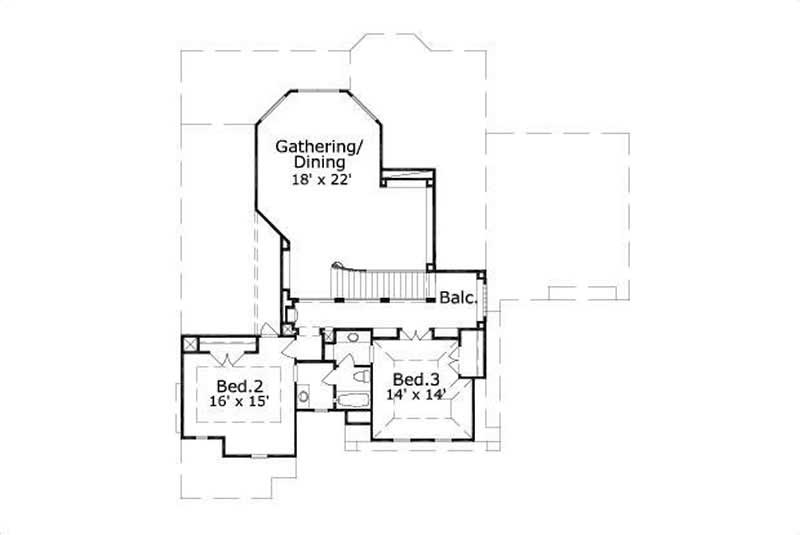 Floor Plan Second Story of Country Plan #156-1853