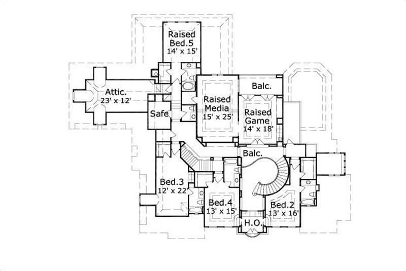 Floor Plan Second Story of Country Plan #156-1854