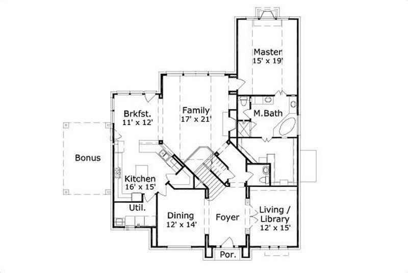 Floor Plan First Story of Luxury Plan #156-1855