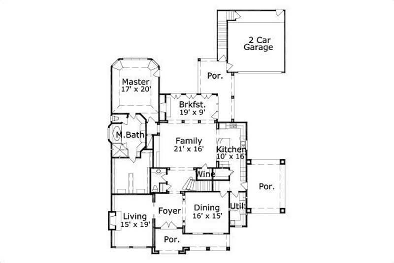 Floor Plan First Story of Luxury Plan #156-1861