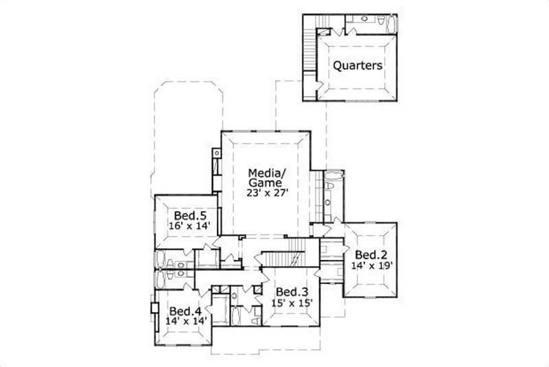 Floor Plan Second Story of Luxury Plan #156-1861