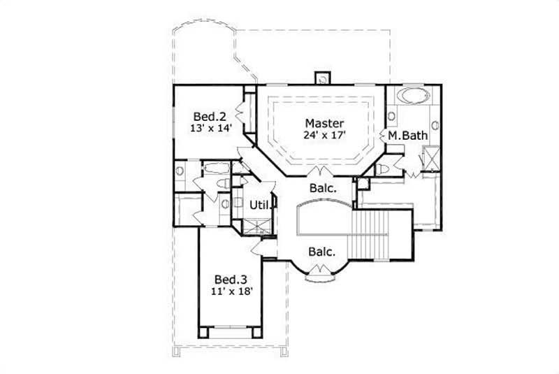Floor Plan Second Story of Traditional Plan #156-1862