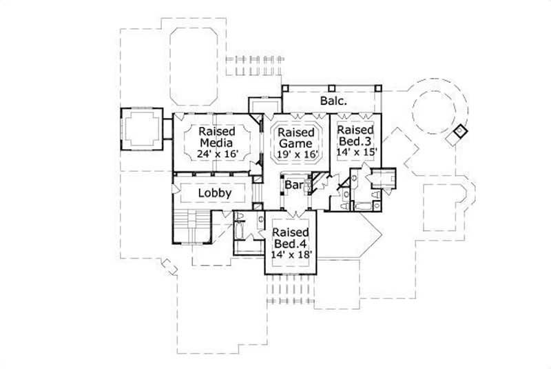 Floor Plan Second Story of Mediterranean Plan #156-1866