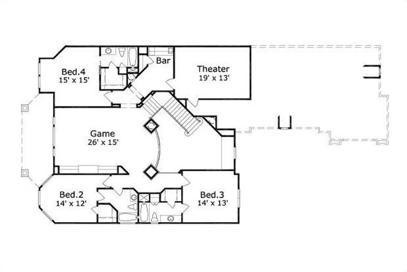 Floor Plan Second Story of Country Plan #156-1869