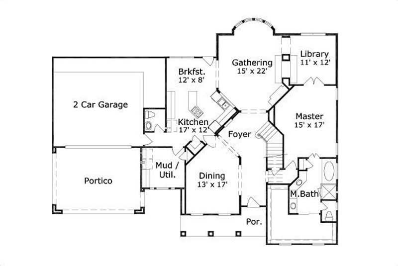 Floor Plan First Story of Luxury Plan #156-1874