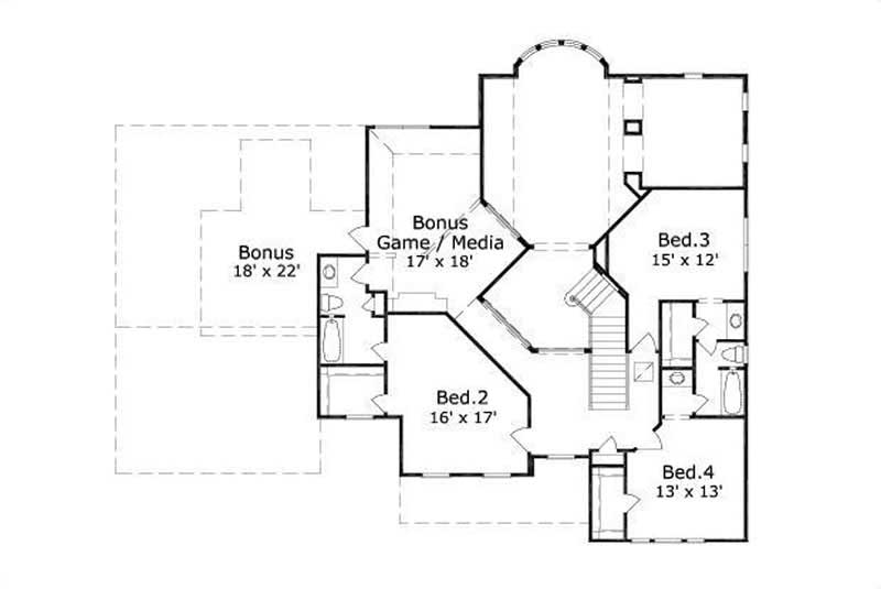 Floor Plan Second Story of Luxury Plan #156-1874