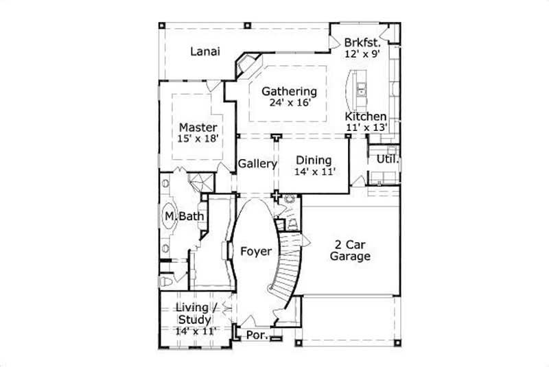 Floor Plan First Story of Mediterranean Plan #156-1876