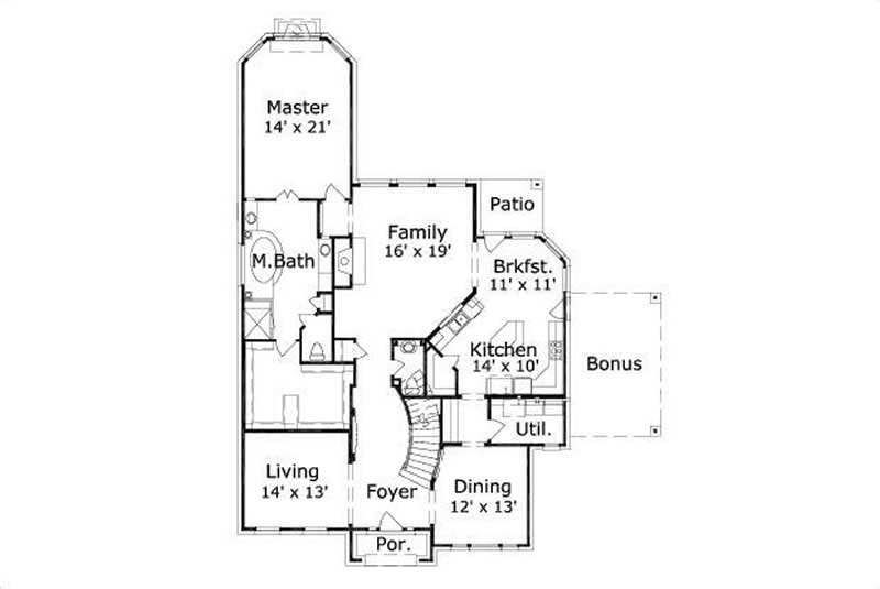 Floor Plan First Story of Luxury Plan #156-1880