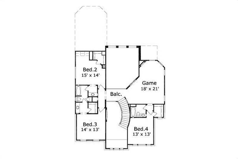Floor Plan Second Story of Luxury Plan #156-1880
