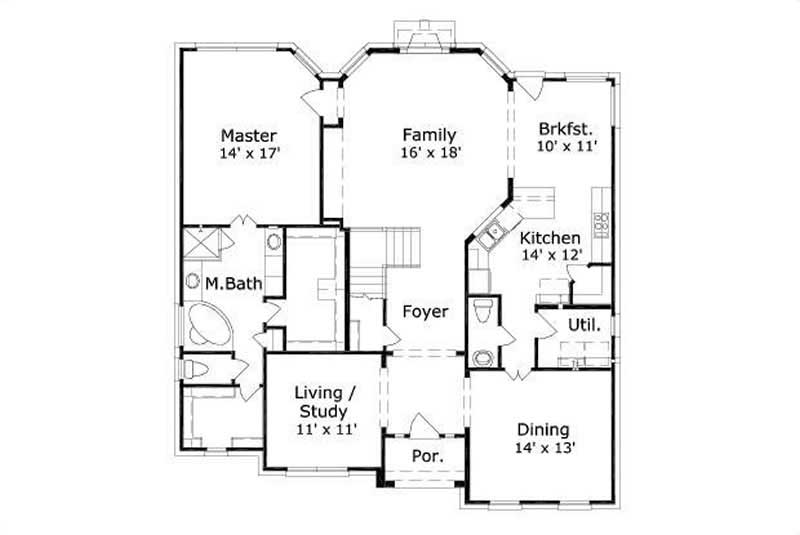Floor Plan First Story of Luxury Plan #156-1881