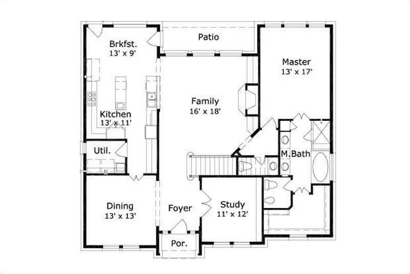 Floor Plan First Story of Luxury Plan #156-1884
