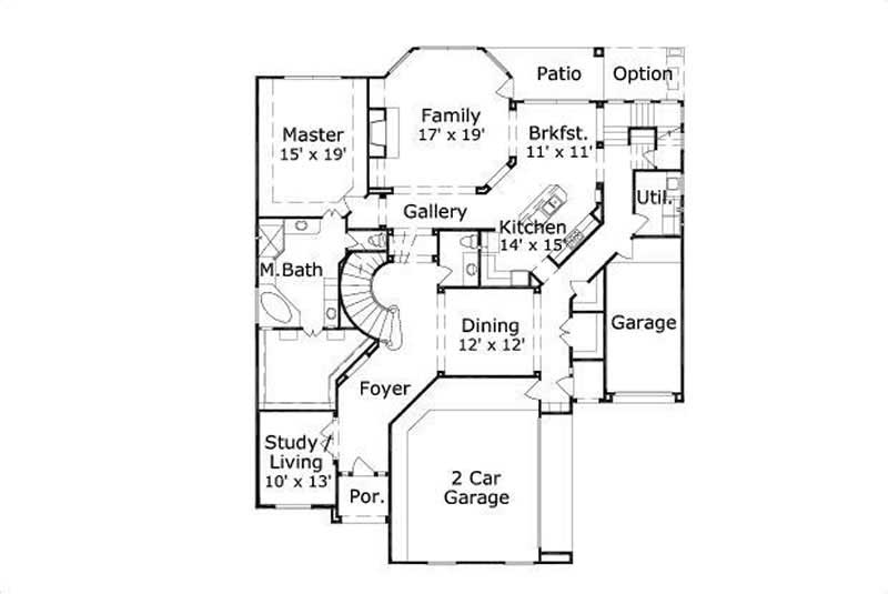 Floor Plan First Story of Luxury Plan #156-1886