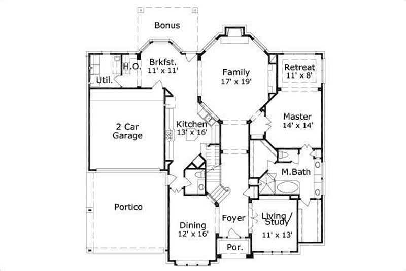 Floor Plan First Story of Luxury Plan #156-1892