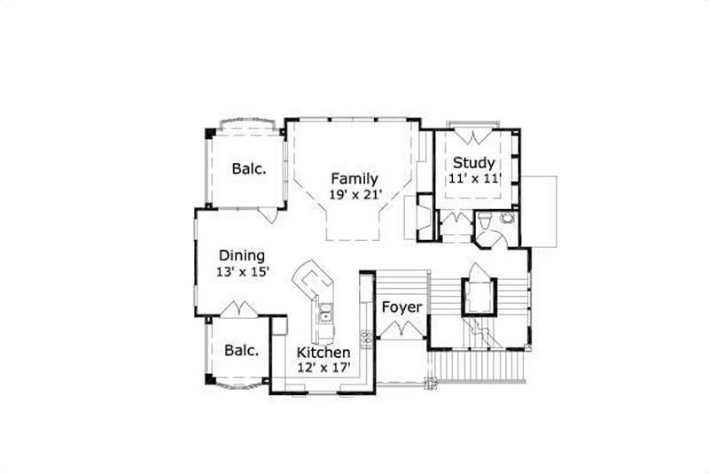Floor Plan Second Story of Coastal Plan #156-1893