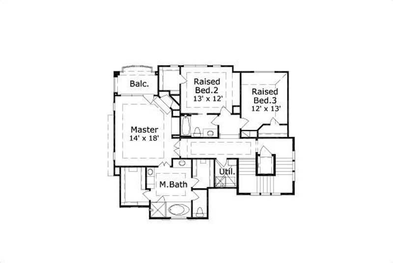 Floor Plan Third Story of Coastal Plan #156-1893