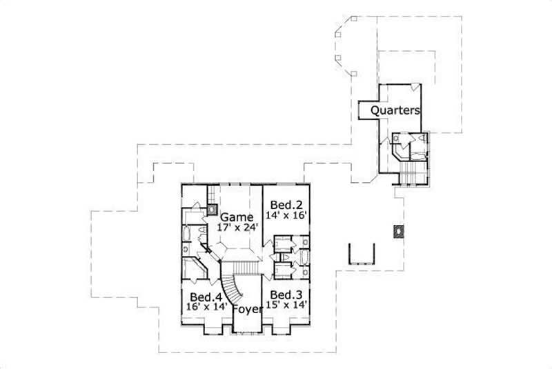 Floor Plan Second Story of Country Plan #156-1895