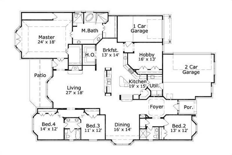 Floor Plan First Story of Luxury Plan #156-1902