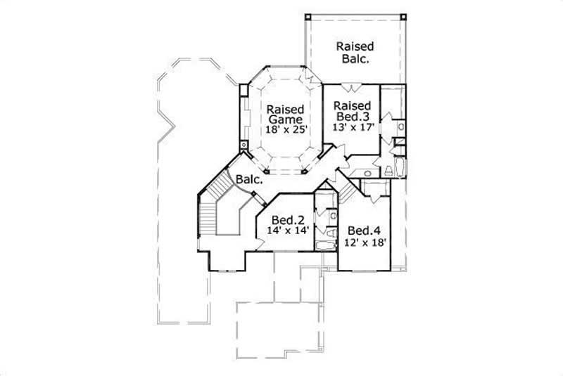 Floor Plan Second Story of Mediterranean Plan #156-1905