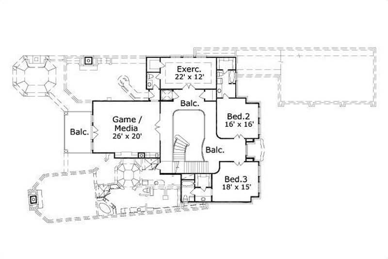 Floor Plan Second Story of Luxury Plan #156-1906