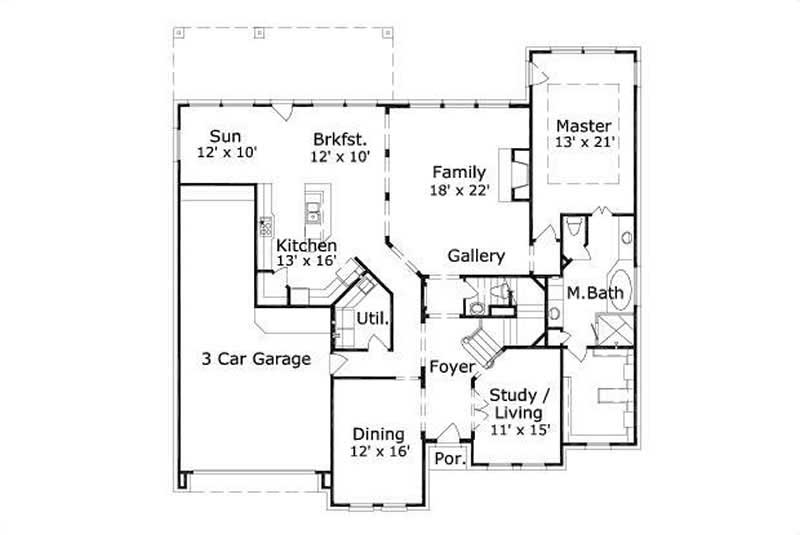 Floor Plan First Story of Luxury Plan #156-1912