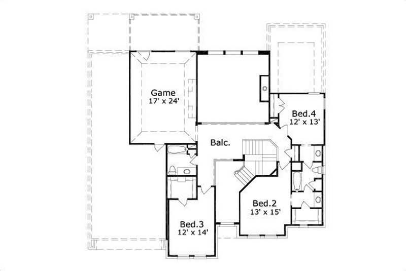 Floor Plan Second Story of Luxury Plan #156-1912