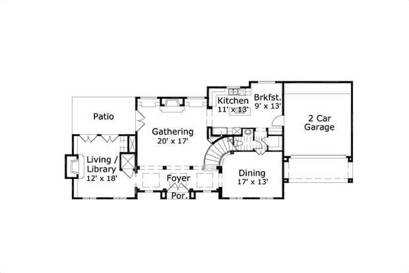 Floor Plan First Story of Country Plan #156-1916