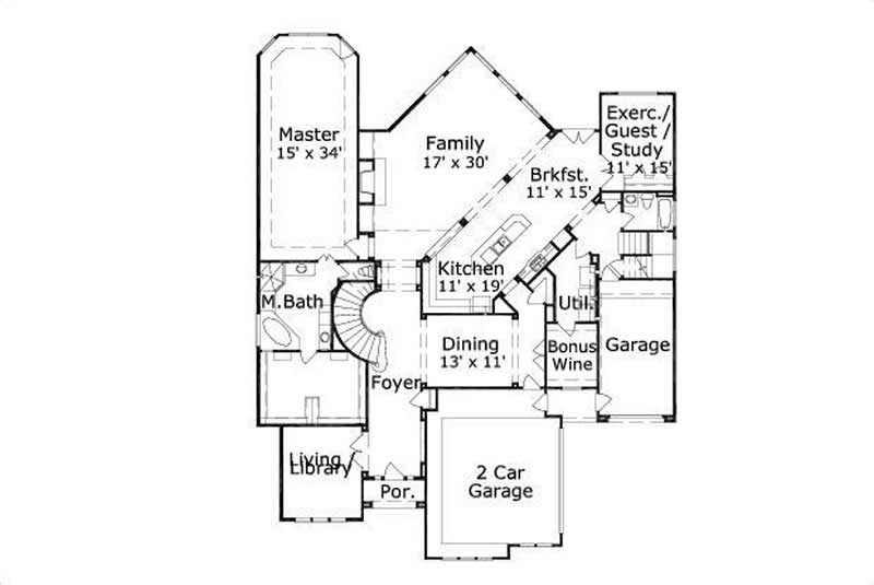 Floor Plan First Story of Luxury Plan #156-1917