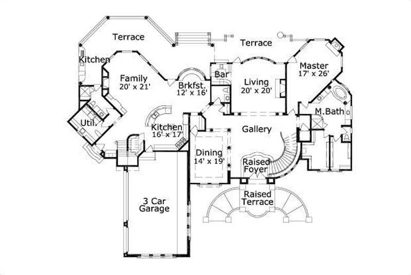 Floor Plan First Story of Mediterranean Plan #156-1920