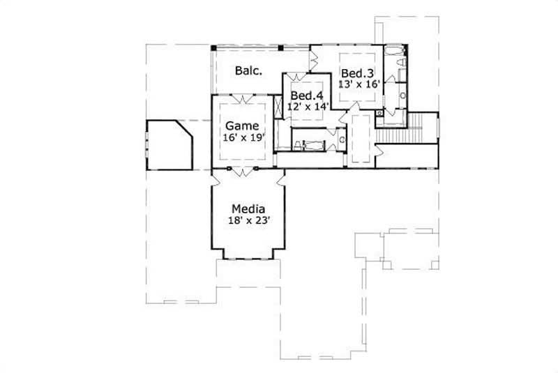 Floor Plan Second Story of Luxury Plan #156-1922