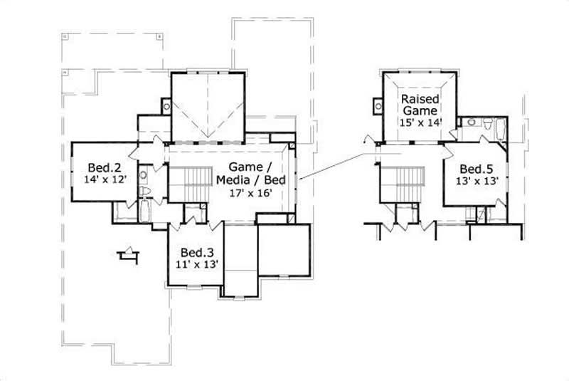 Floor Plan Second Story of Traditional Plan #156-1926