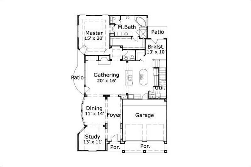 Floor Plan First Story of Mediterranean Plan #156-1930