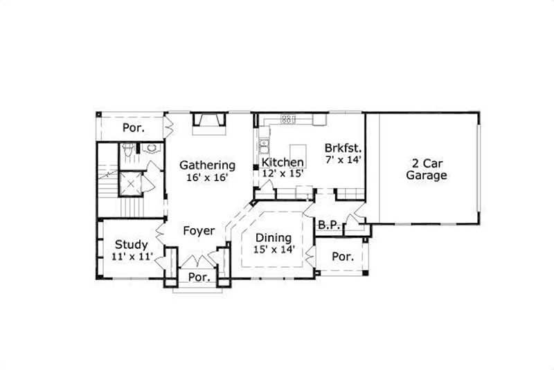 Floor Plan First Story of Country Plan #156-1931