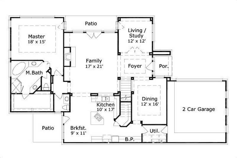 Floor Plan First Story of Traditional Plan #156-1934