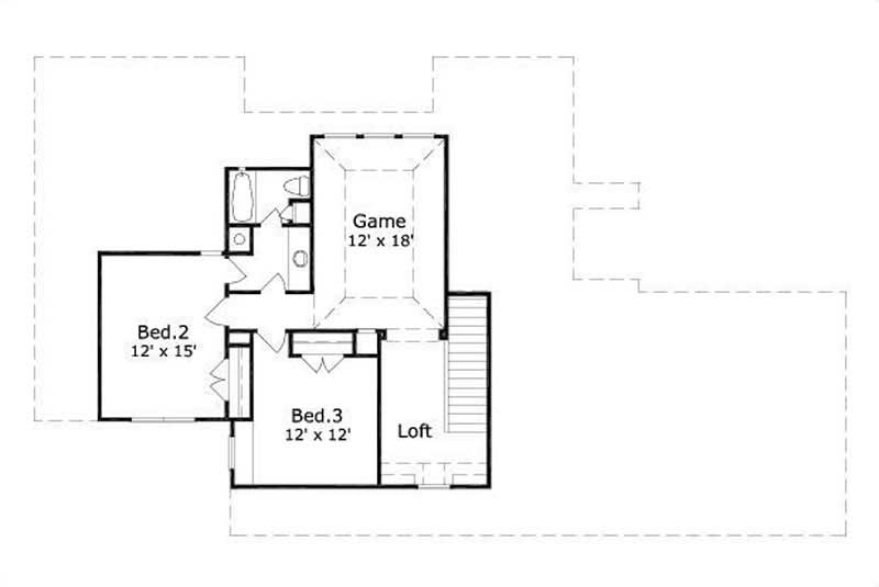 Floor Plan Second Story of Traditional Plan #156-1934