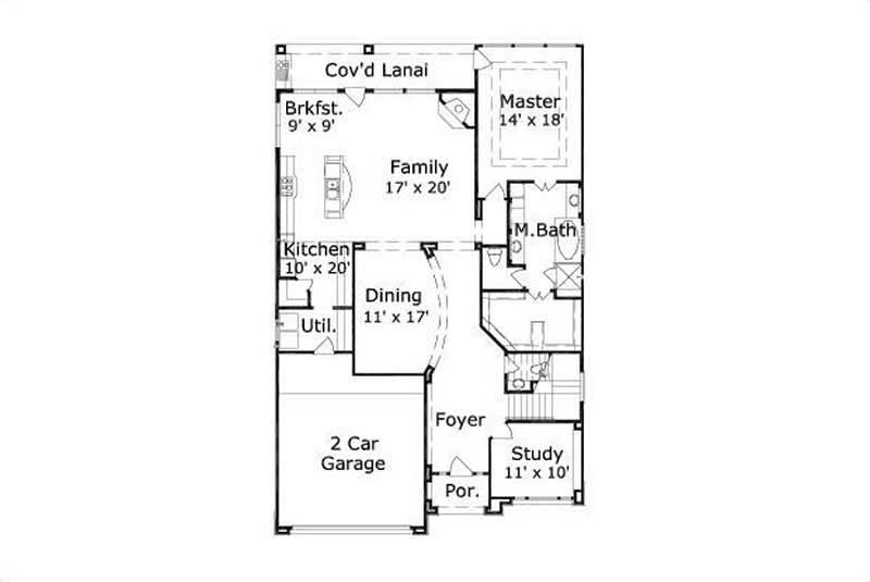 Floor Plan First Story of Mediterranean Plan #156-1946