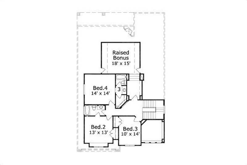 Floor Plan Second Story of Mediterranean Plan #156-1946