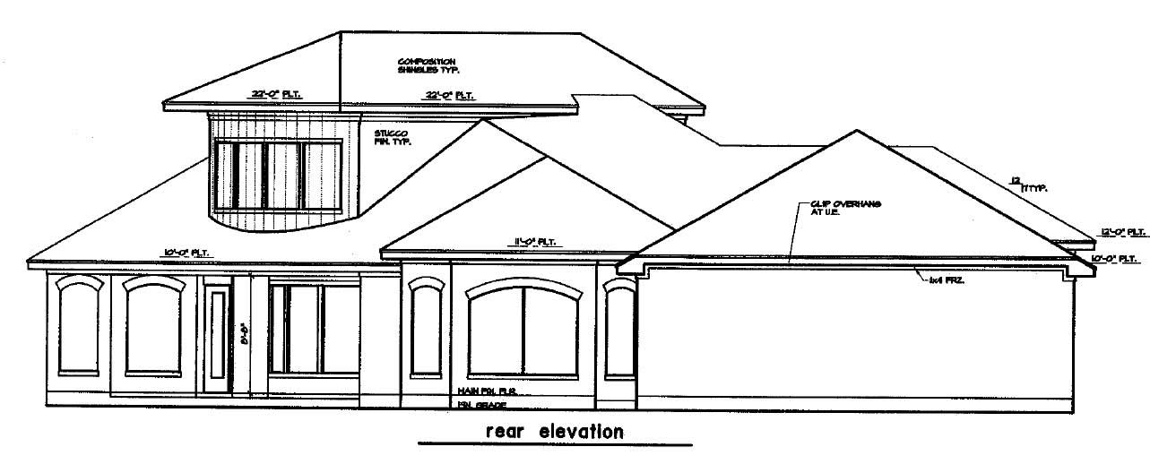 Home Plan Rear Elevation of this 3-Bedroom,3360 Sq Ft Plan -156-1955
