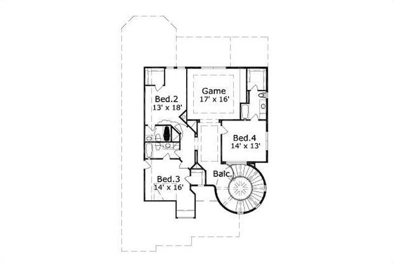 Floor Plan Second Story of Luxury Plan #156-1956