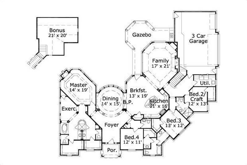 Floor Plan First Story of Country Plan #156-1959