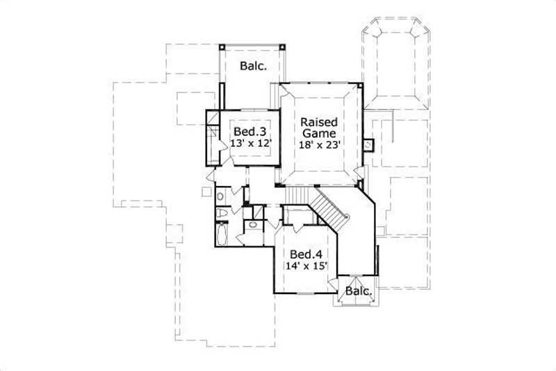 Floor Plan Second Story of Country Plan #156-1964