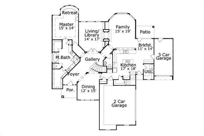 Floor Plan First Story of Luxury Plan #156-1965