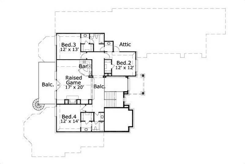 Floor Plan Second Story of Luxury Plan #156-1966
